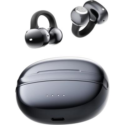 Clip On Earbuds Bluetooth 6.0 Wireless Open Ear Headphones 48H Playtime,3D Soundstage,Clear Call Mics,IPX5 Earphones for Workout Running Black