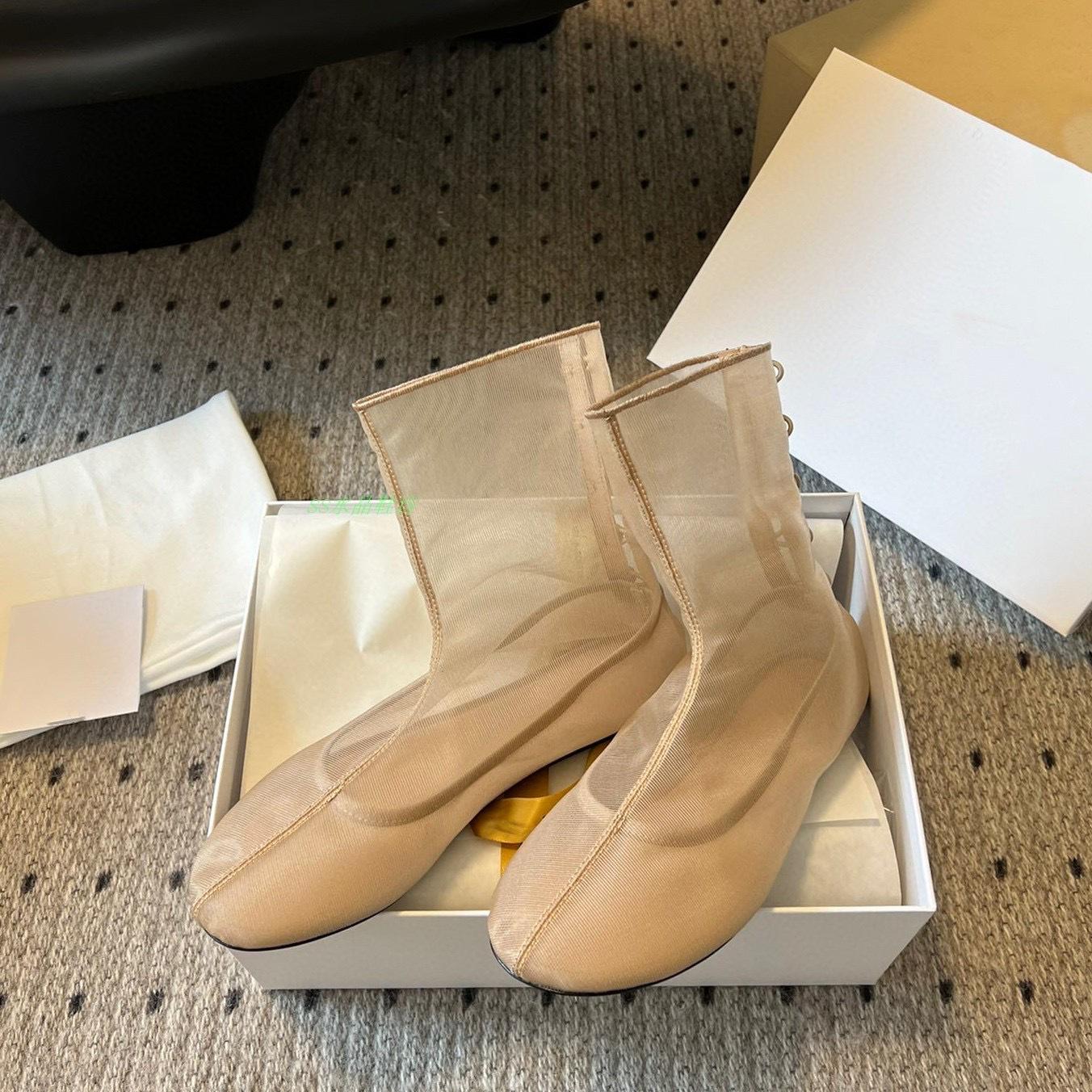 

Дизайнерские сетчатые балетки с обувью женские ботильоны новинка 2024 лето весна круглый носок женские короткие ботинки женская обувь 38