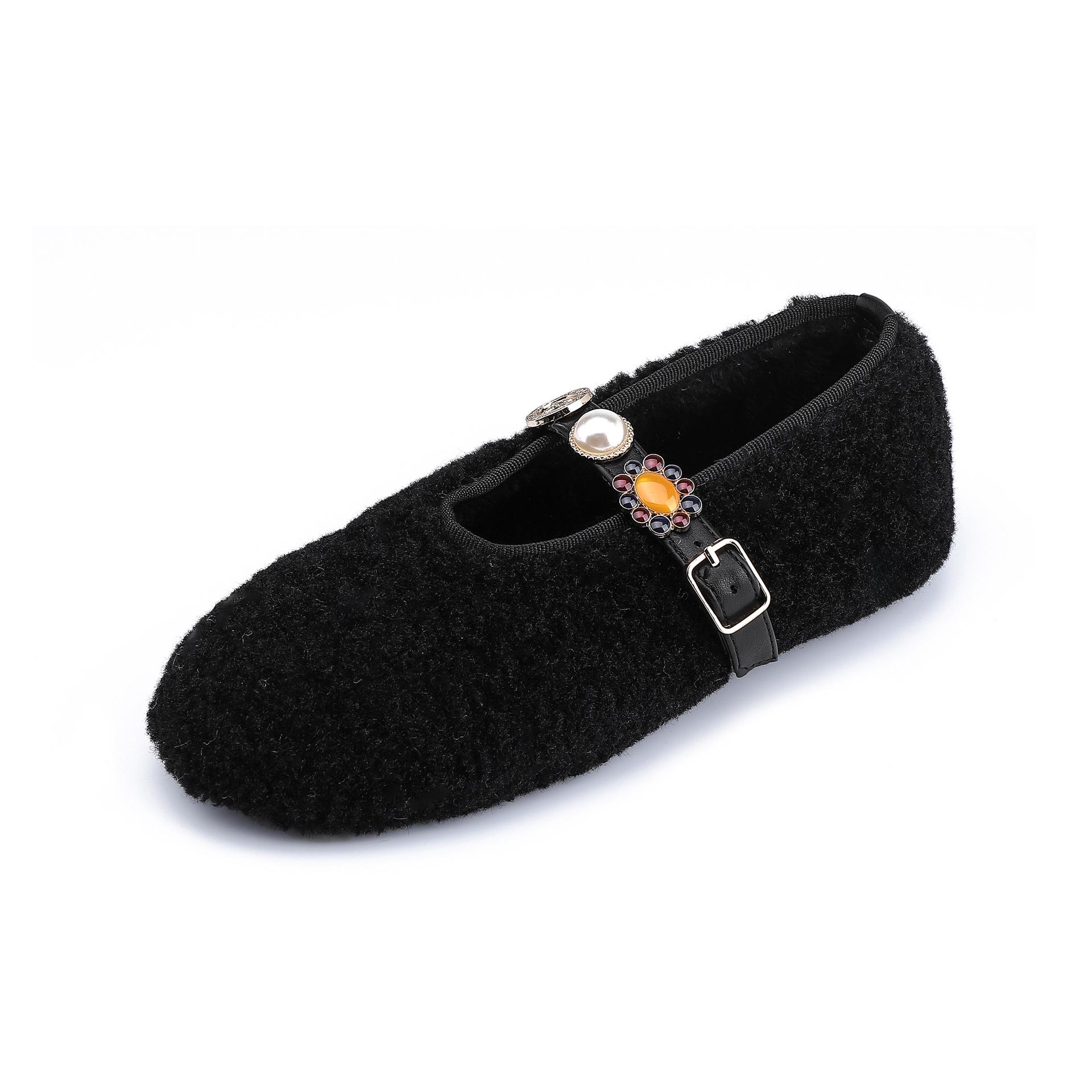 

Ретро золотые монеты на толстой подошве, пушистые туфли для женщин, высококлассная мода и универсальная повседневная обувь для женщин, женская обувь для женщин 42 чёрный