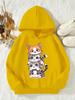 Entzückende Stapelkatzen Kinder Kapuzenpullover Bunte Cartoon-Kätzchen-Familie Grafik Herbst Winter Fleece Weich Kinder Mode Kapuzenpullover