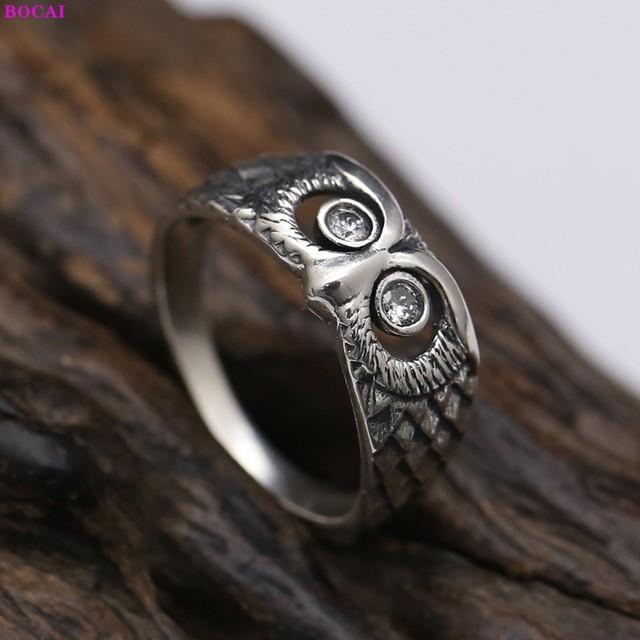 

Кольца из стерлингового серебра S925, модные, индивидуальные, с головой совы, украшение из аргентума, популярные тайские серебряные украшения для рук для женщин adjustable opening белый