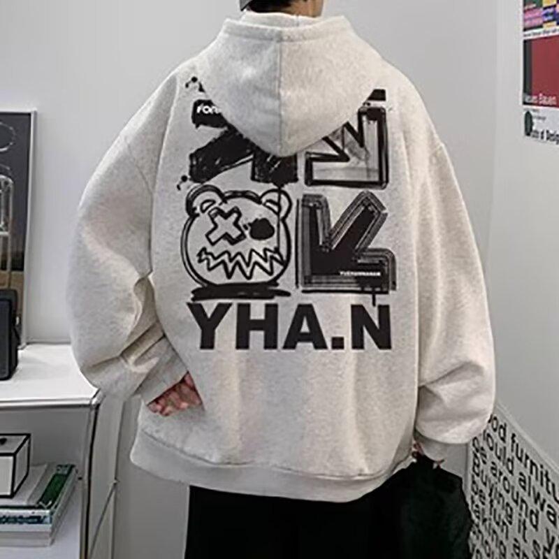 2024 Herren Hong Kong Stil Lockeres Kapuzensweatshirt - Trendiger Buchstabenprint, Vielseitige Frühjahrs-/Herbstjacke
