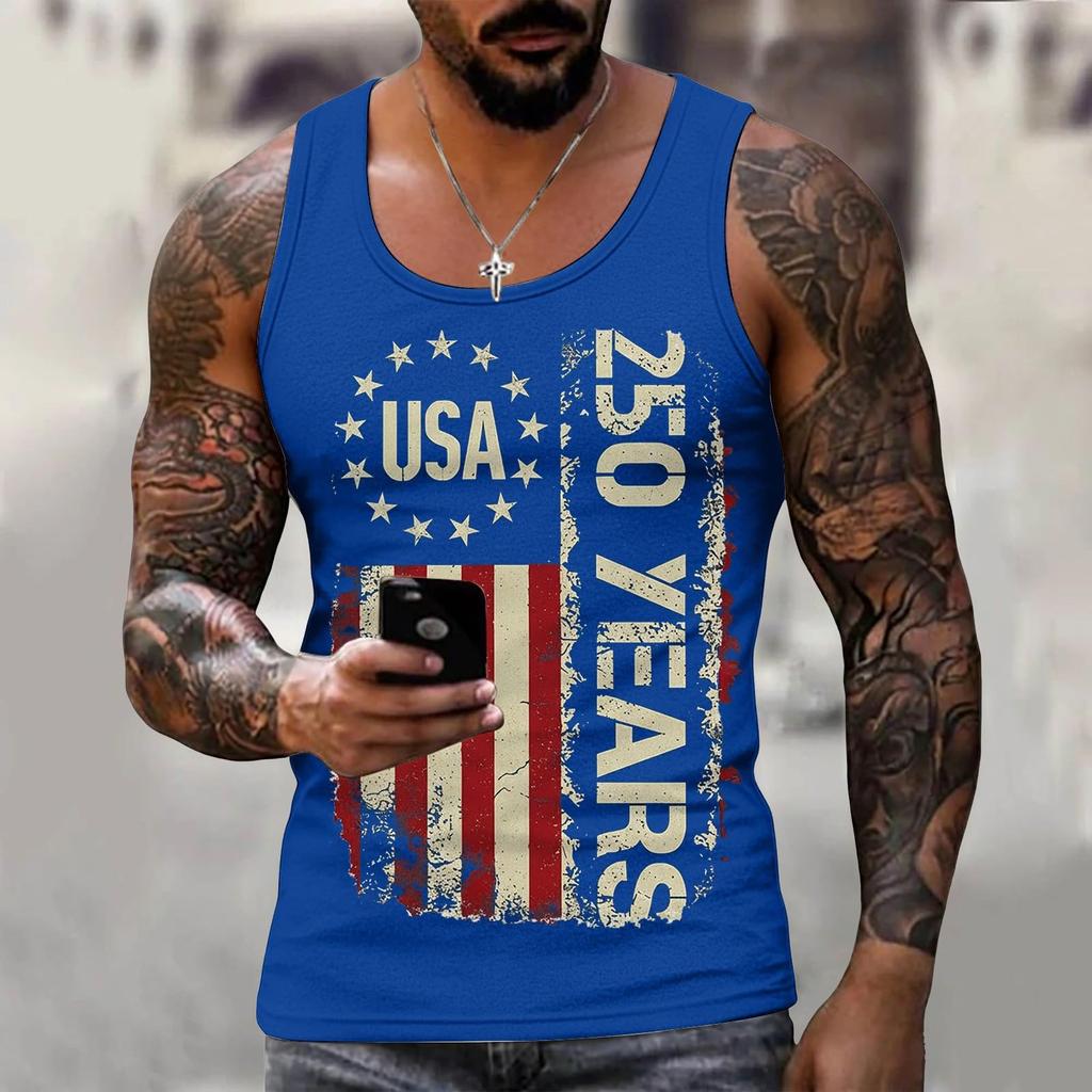 Men 4th Of Shirts USA Muscle Sleeveless Shirt Patriotic Tank Tops
