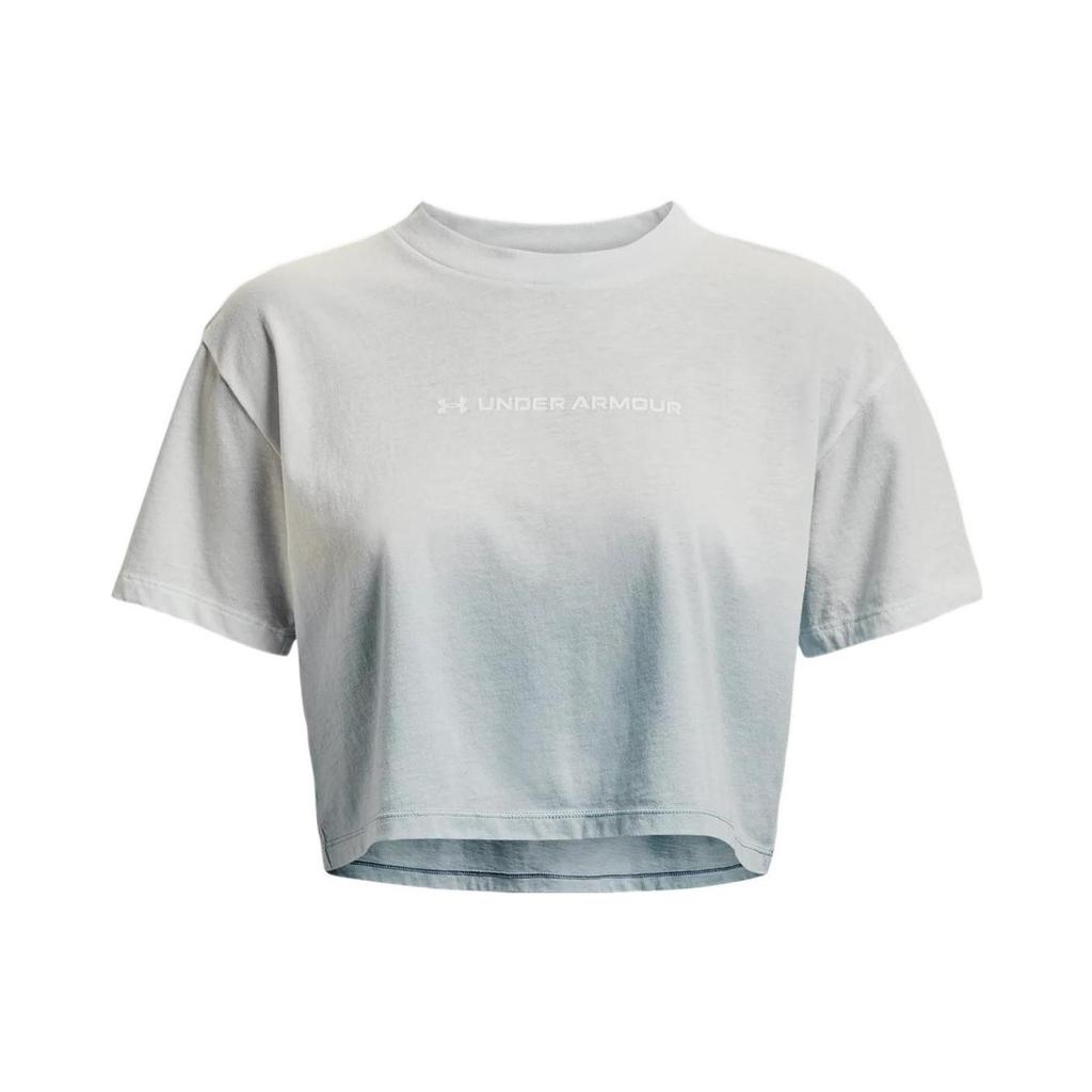Under Armour Logo Gradient Print Short Sleeve T-Shirt Women Tops Mist-Gray 1376750-006