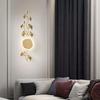 Modern Art All Copper Marble Wall Lamp Bedroom Wall Lamp Living Room Background Wall Decoration Ginkgo Leaf Lighting