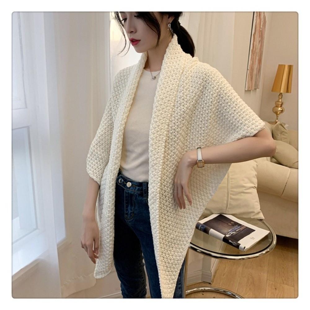 Shoulder Tops Triangle Knotted Shawl Wraps Knitted Travel Stoles Retro Cardigan Cape