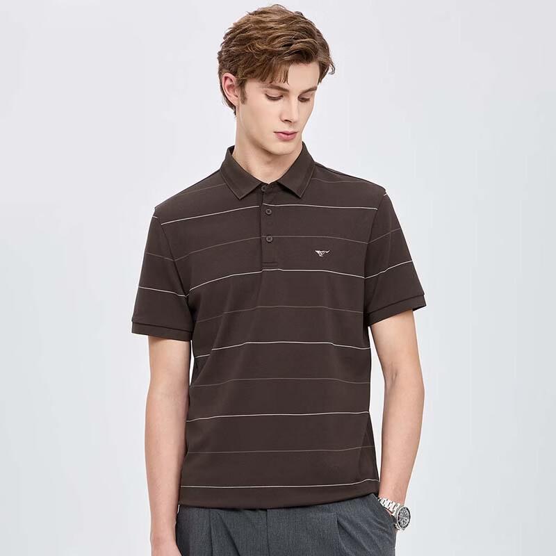 Septwolves Men's Silk Blend Striped Polo Shirt