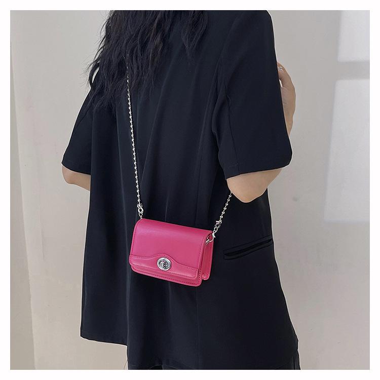 Frühling/Sommer Kinder Umhängetasche - Euro-amerikanische Mode, Socialite-Stil, Einfaches Verschlussdesign, Kettenriemen, Kompakte quadratische Lippenstifttasche für Damen