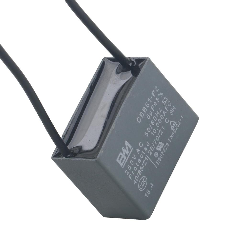 Shinekoo SFM684 5UF 250V Rectangular Aluminum Plastic Through Hole Mount Air Conditioner Capacitor