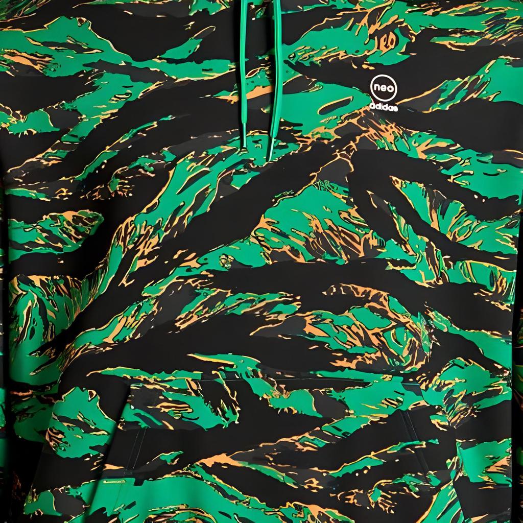 Adidas Neo Graphic Print Drawstring Hoodie Sweatshirt With Long Sleeves Unisex Tops Smoke-Green IQ0932