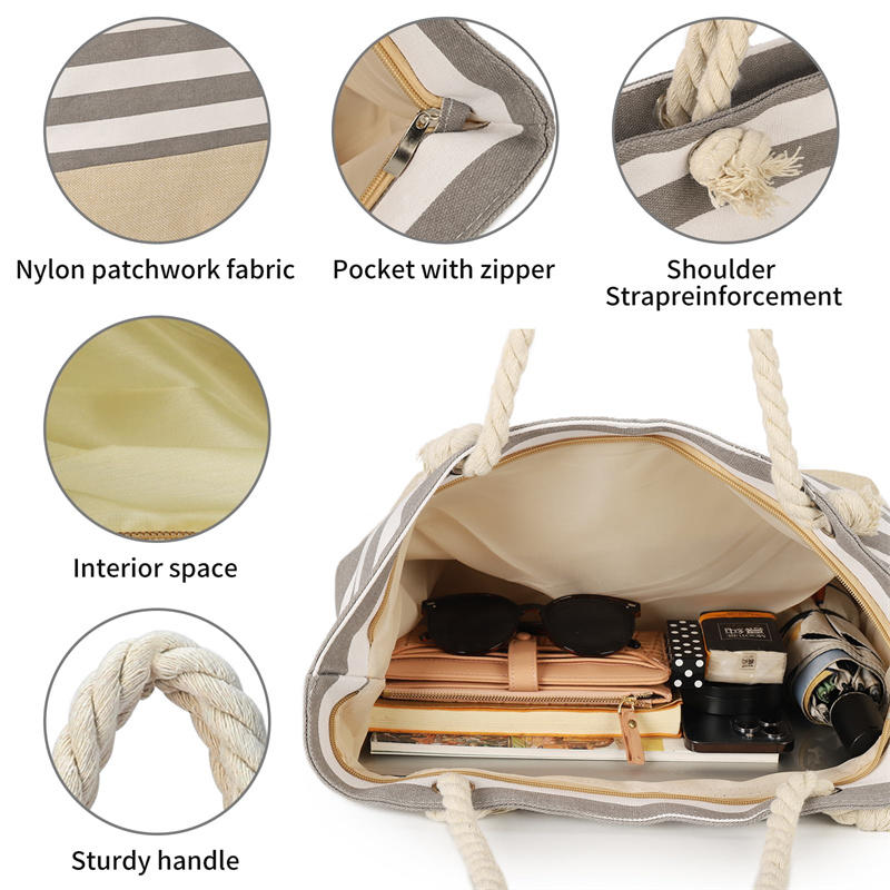 1Pcs Beach Bag For Women Large Canvas Beach Tote Bag Beach Bags Waterproof Sandproof Swim Pool Bag Travel Essentials