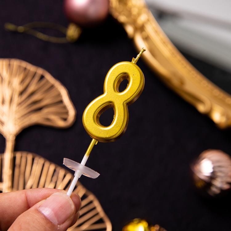 Gold Number Birthday Candles for Baby's First Birthday Cake Decoration Party Dessert Toppers