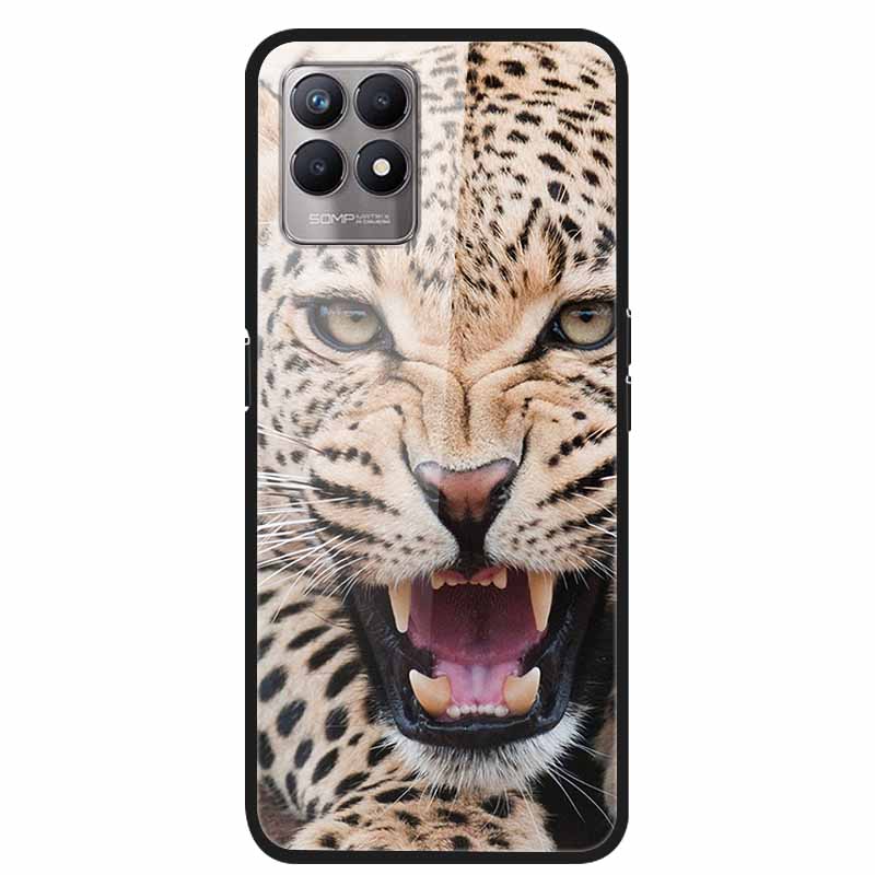 For Realme 8i Case Tempered Glass Hard Clear Phone Case For OPPO Realme 8i RMX3151 Realme 7 Pro Animals Wolf Shockproof Coque