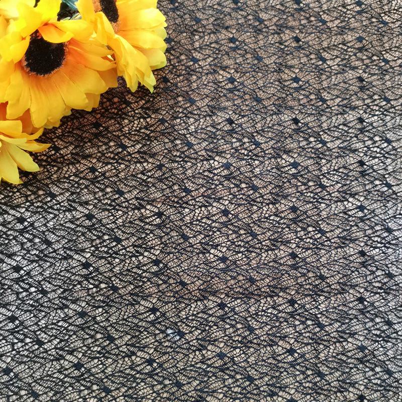 All-Polyester Non-Elastic Breathable Mesh Lace Fabric for Women's Wedding Dresses and Evening Gowns.