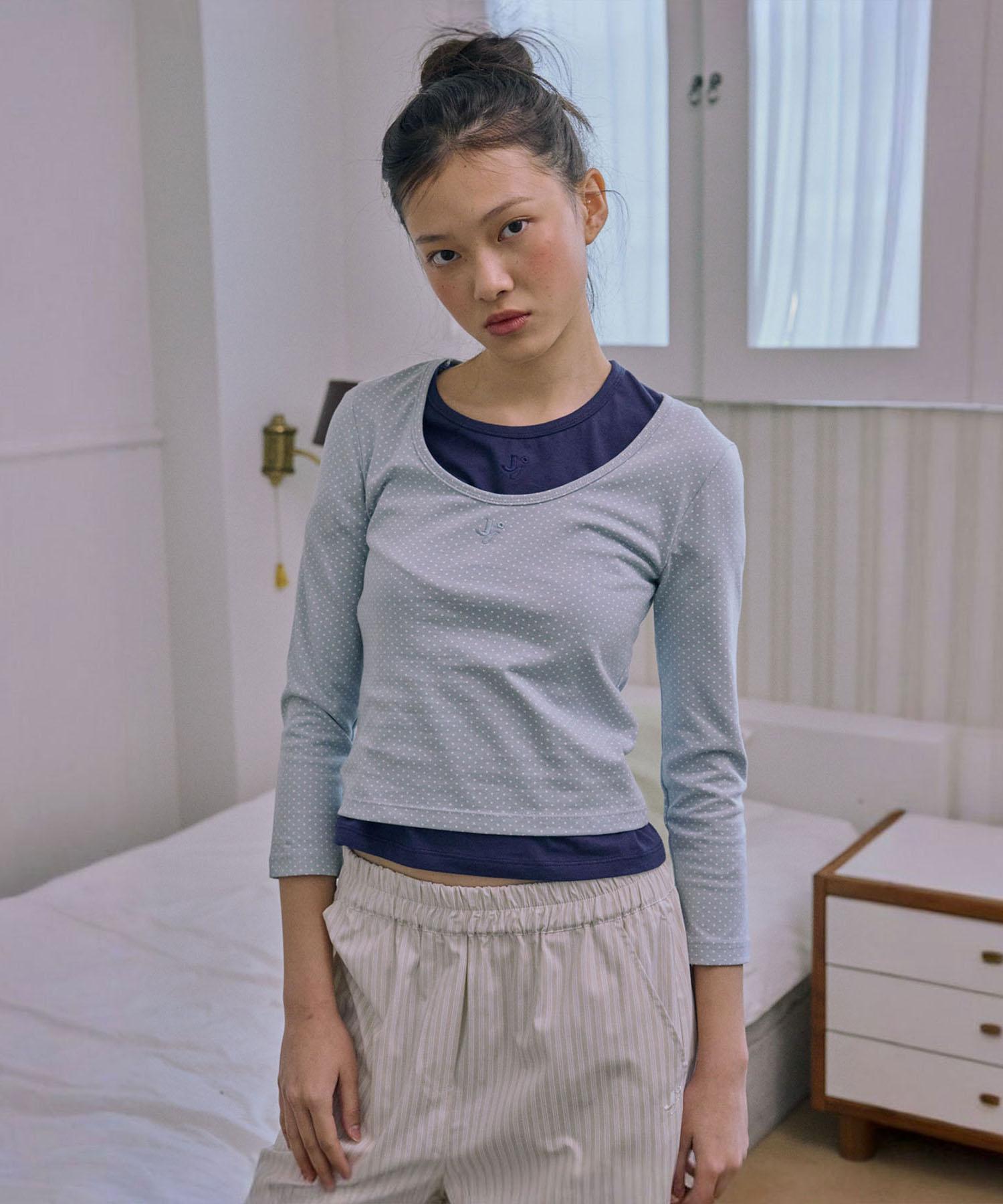 Jun Jun Space 3/4 Sleeve Logo Tee_Light Blue M