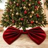 Red Bow Design Bow Tree Skirt Carpet 1pc Set Tree Base Cover Christmas Tree Skirt  Winter Season