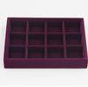 Elegant Purple Velvet Stackable Jewelry Ring Earring Display Tray 24 Girds Case Holder Organizers Storage Showcase