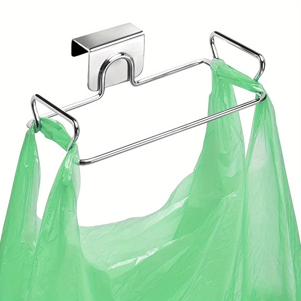 Stainless Steel Wall Mounted Kitchen Trash Bag Holder Plastic Bag Organizer Storage Rack for Kitchen Bathroom