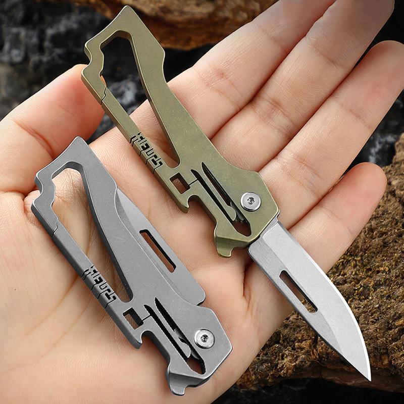 Kitchen Knife High Hardness Pocket Knife Multifunctional Folding Knife Key Chain Mini Titanium Alloy EDC Knife Peeling Knife