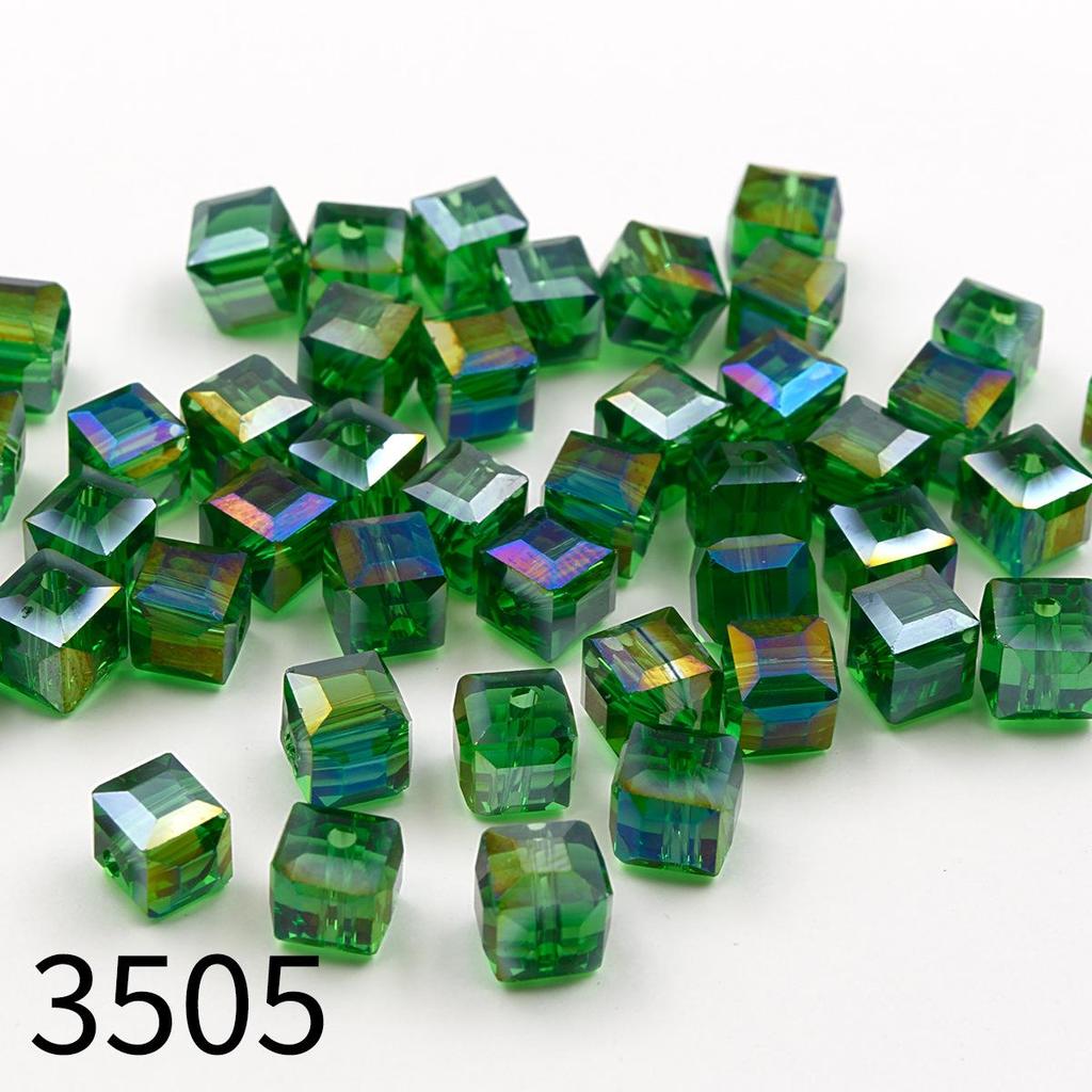 50pcs 8mm High Transparency Colorful Square Glass Beads for Phone Chain & Bracelet Making