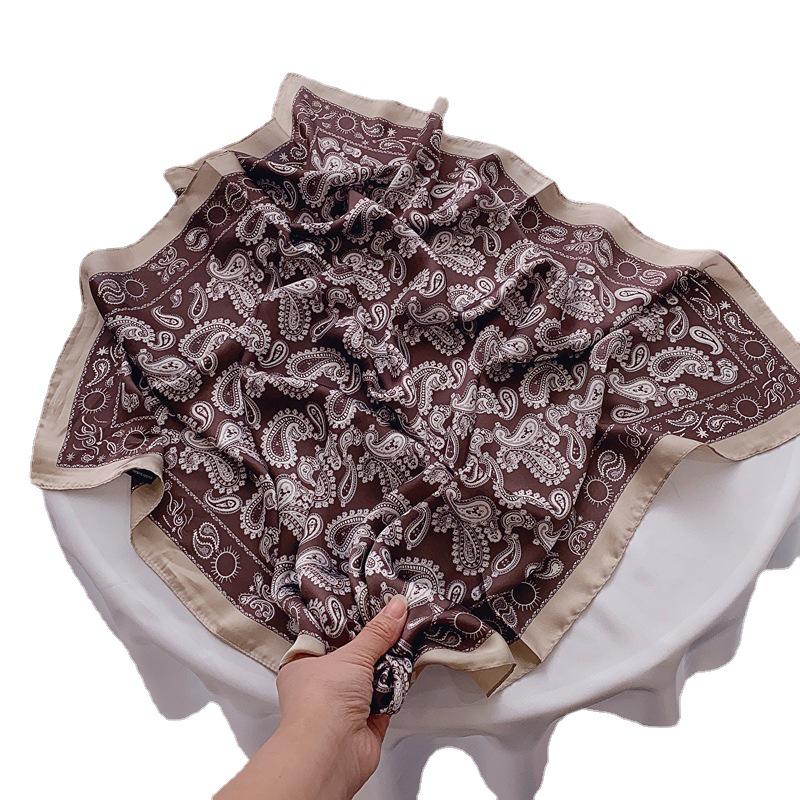 Women's Vintage Paisley Faux Silk Scarf: Versatile Headband, Hair Tie, Bag Accessory for Spring & Autumn.