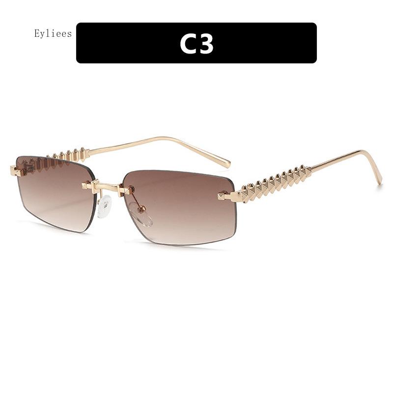 Rimless Sunglasses Fashion Cat Eye Women Men Shades Designer Metal Black Small Oval Sun Glasses Luxury Sunglasses