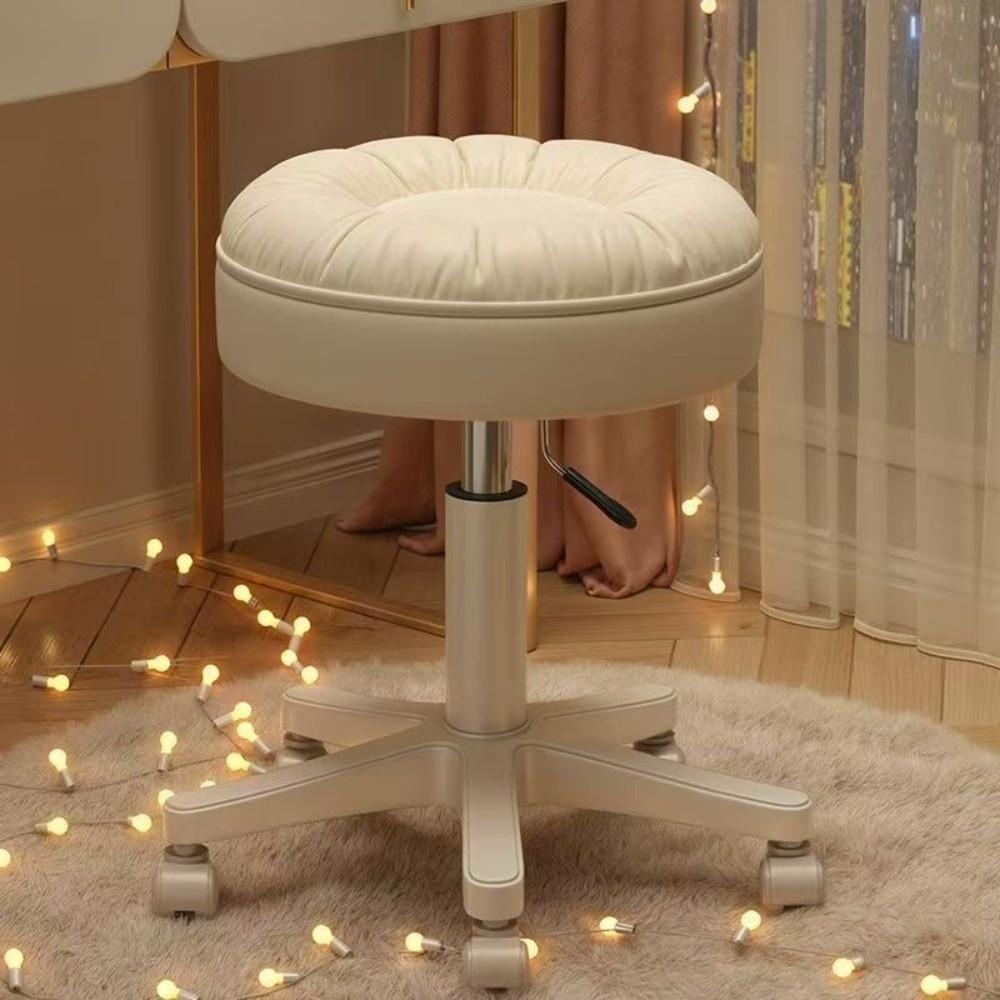 360° drehbarer Make-up-Stuhl mit Rädern, Rollen, Hebefunktion, runder Hocker, verstellbare Höhe, platzsparend, Barhocker, Friseurstuhl