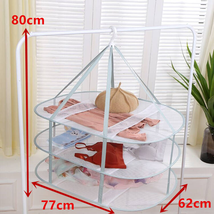 

Household Clothes Drying Net Large Three-Layer Sweater Socks Hats Drying Net Multi Functional Clothes Drying Net Pocket Durable 62x77x80cm&3-tier