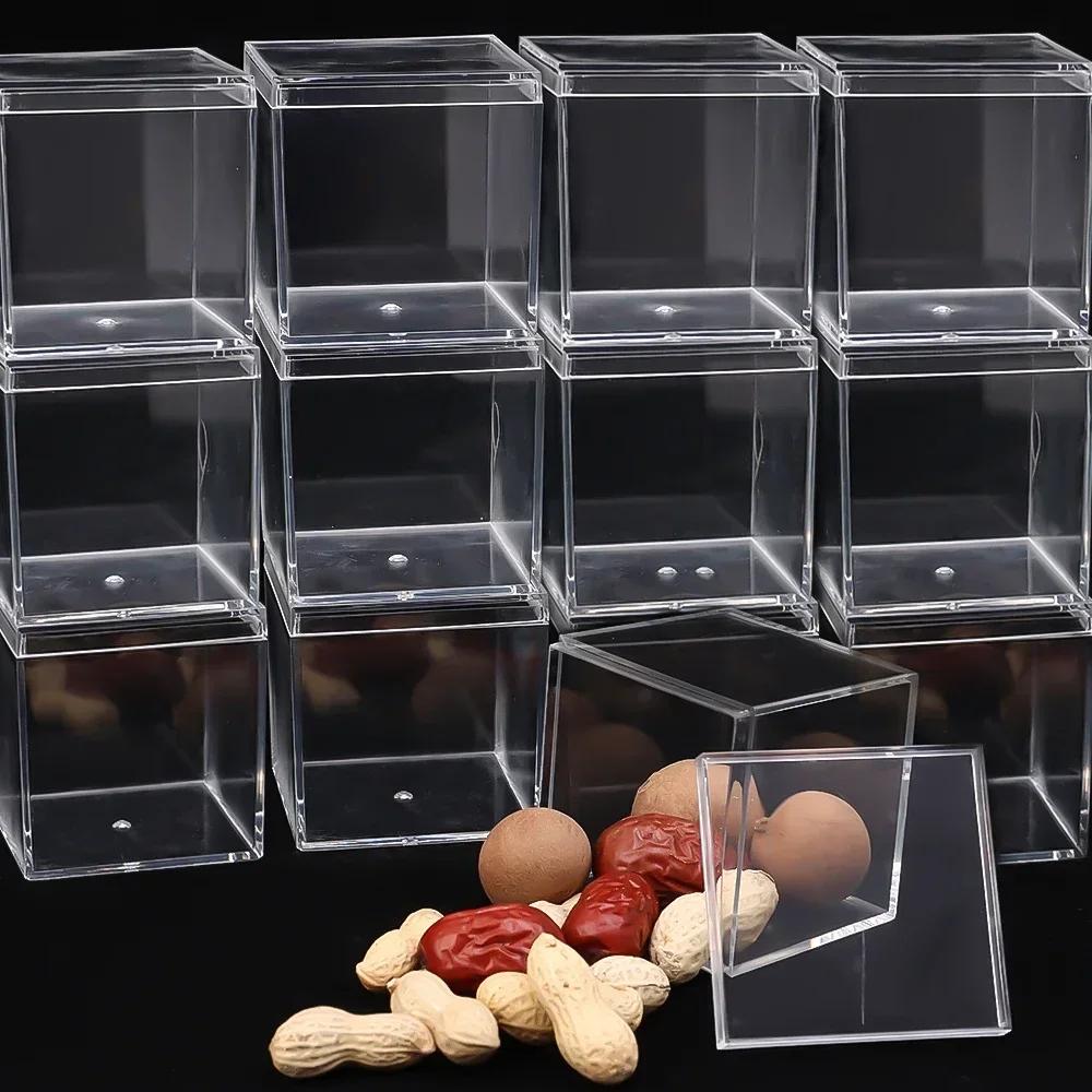 1-12 Stück Acrylboxen Transparent mit Deckel Quadratische Verpackungsbox Schutz Vitrine Staubdicht Lebensmittel Süßigkeiten Aufbewahrungsbehälter