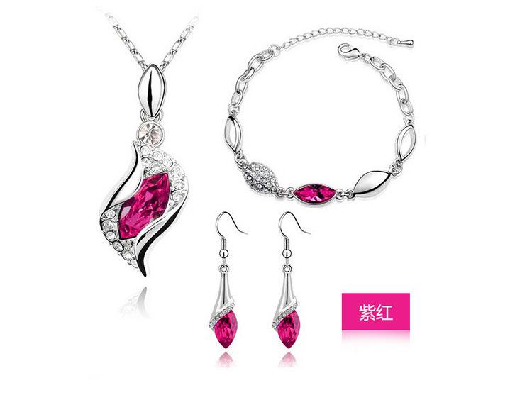 Nouvelle Mode Cristal Collier Bracelet Boucles d'Oreilles Zircon Ensembles pour Femmes Conjuntos De Joyeria