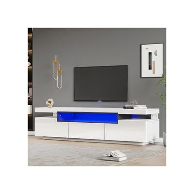 TV-Möbel - - 160x39x42 cm - Weiß - 16-farbige LED-Beleuchtung - Für TV bis zu 70 Zoll