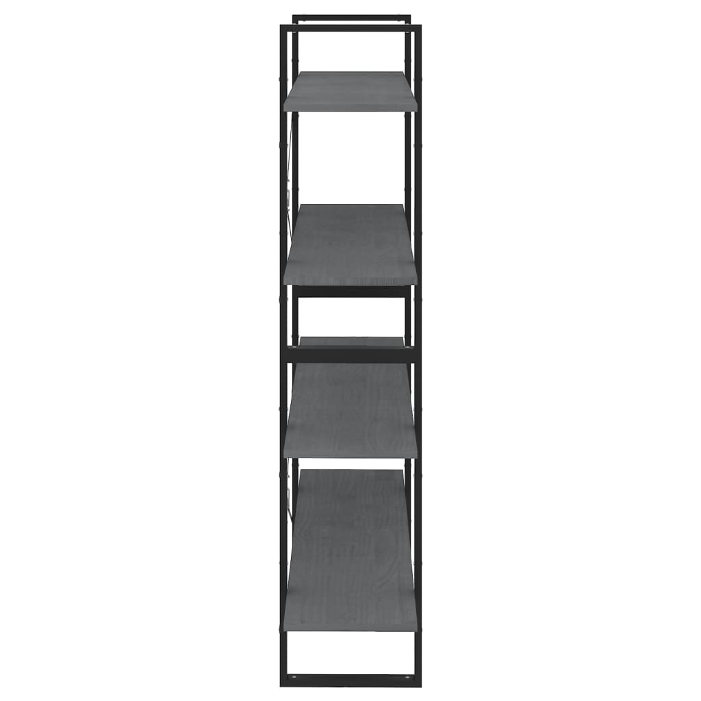 Bookshelf 4 Shelves Grey 100 x 30 x 140 cm Solid Pine Wood