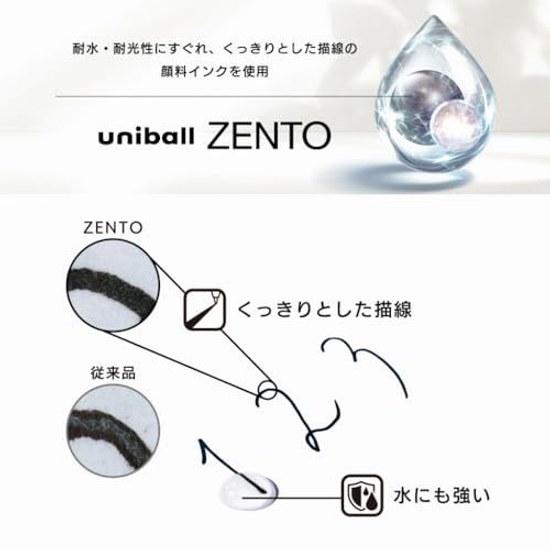 Mitsubishi Pencil Water-Based Ballpoint Pen Uni-ball ZENTO Basic Model UBN-ZS UBR-Z Black Red Blue Body + Refill Loconeco Card (0.7mm)