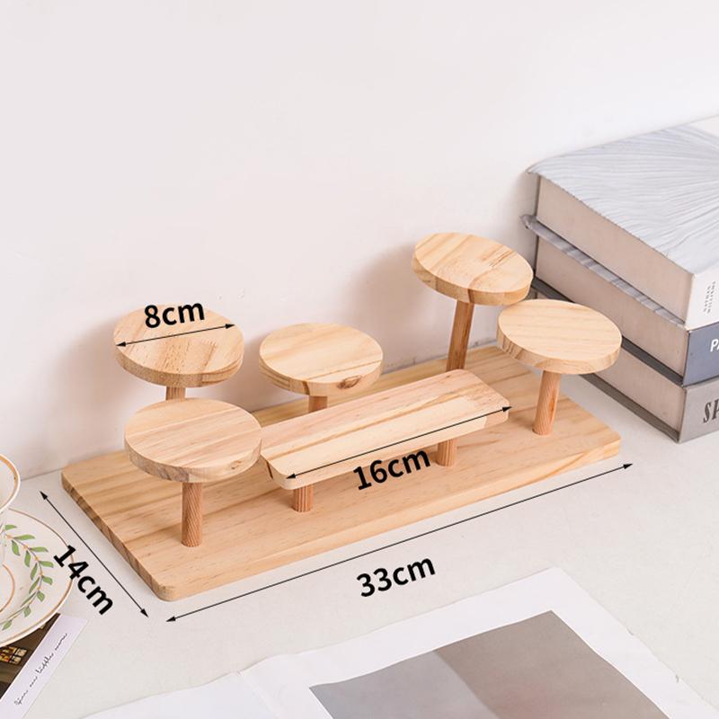 Wooden Multi-tiered Coffee Cup Aromatherapy Perfume Figurine Display Stand Jewelry Storage Rack