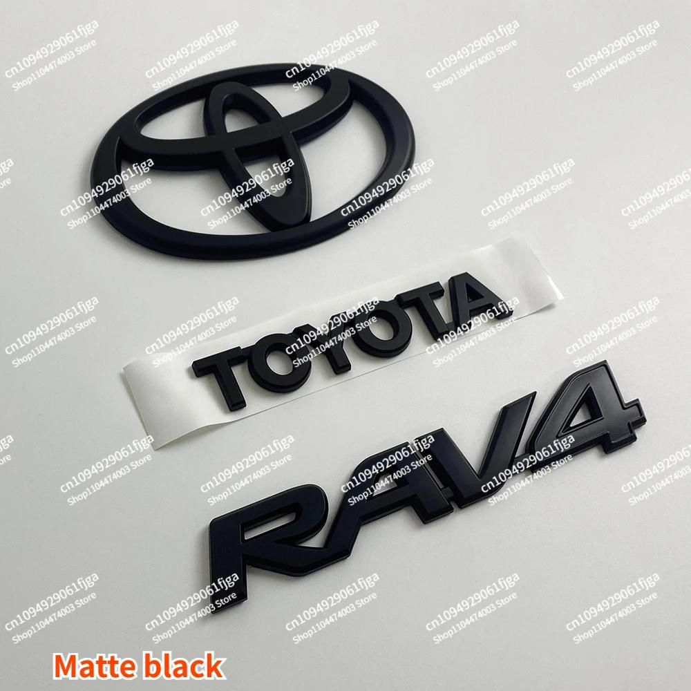 3-piece RAV4 Trunk Badge TOYOTA Logo Replacement Option Glossy Black, Matte Black, Glossy Silver Stickers