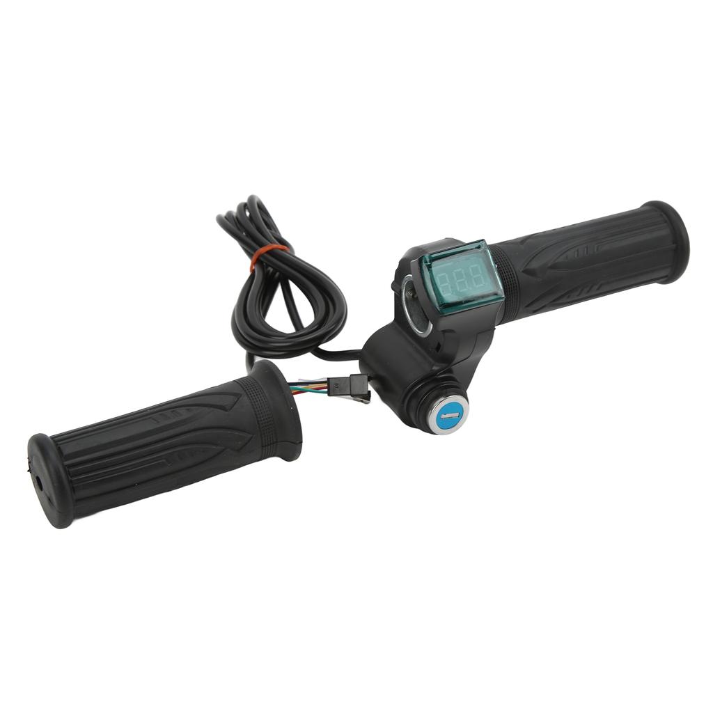 2PCS Electric Bicycle Throttle Grip Speed Control Throttle Handle with Green Digital Display