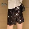 Pantalones cortos sexis con lentejuelas brillantes para mujer, pantalones cortos ajustados con cintura alta y cierre de aro en O, pantalones cortos para fiestas, clubes, festivales y bailes