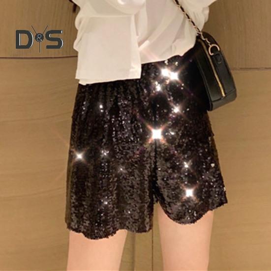 Pantalones cortos sexis con lentejuelas brillantes para mujer, pantalones cortos ajustados con cintura alta y cierre de aro en O, pantalones cortos para fiestas, clubes, festivales y bailes
