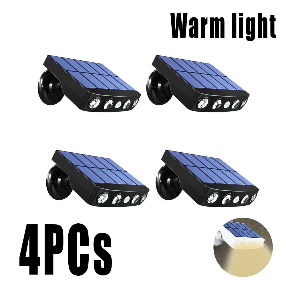 1-4PC solenergi LED-lys utendørs bevegelsessensor dekorasjon overvåkingslys balkong vanntett spotlight 4LED solar hagebelysning