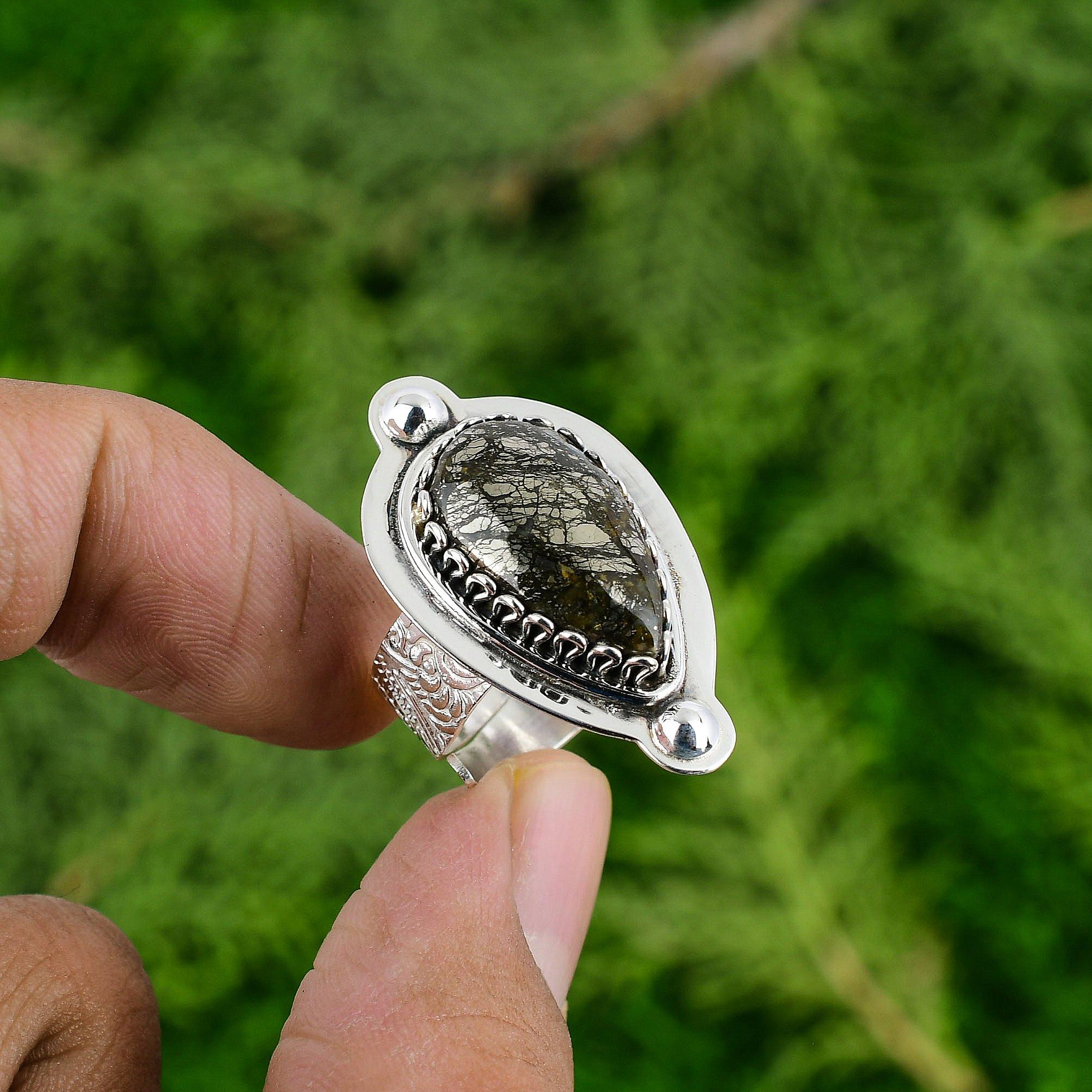 

Natural Marcasite Gemstone Multi Stone Adjustable Ring 925 Silver For Women Adjustable