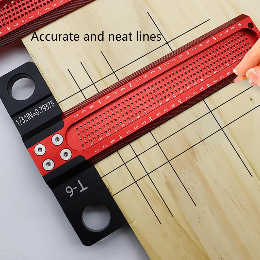 Einfach zu bedienen 138mm Holzbearbeitung Aluminiumlegierung Loch Präzisionsmarkierung für T-Lineal Einfach zu bedienen Holzbearbeitungslineal