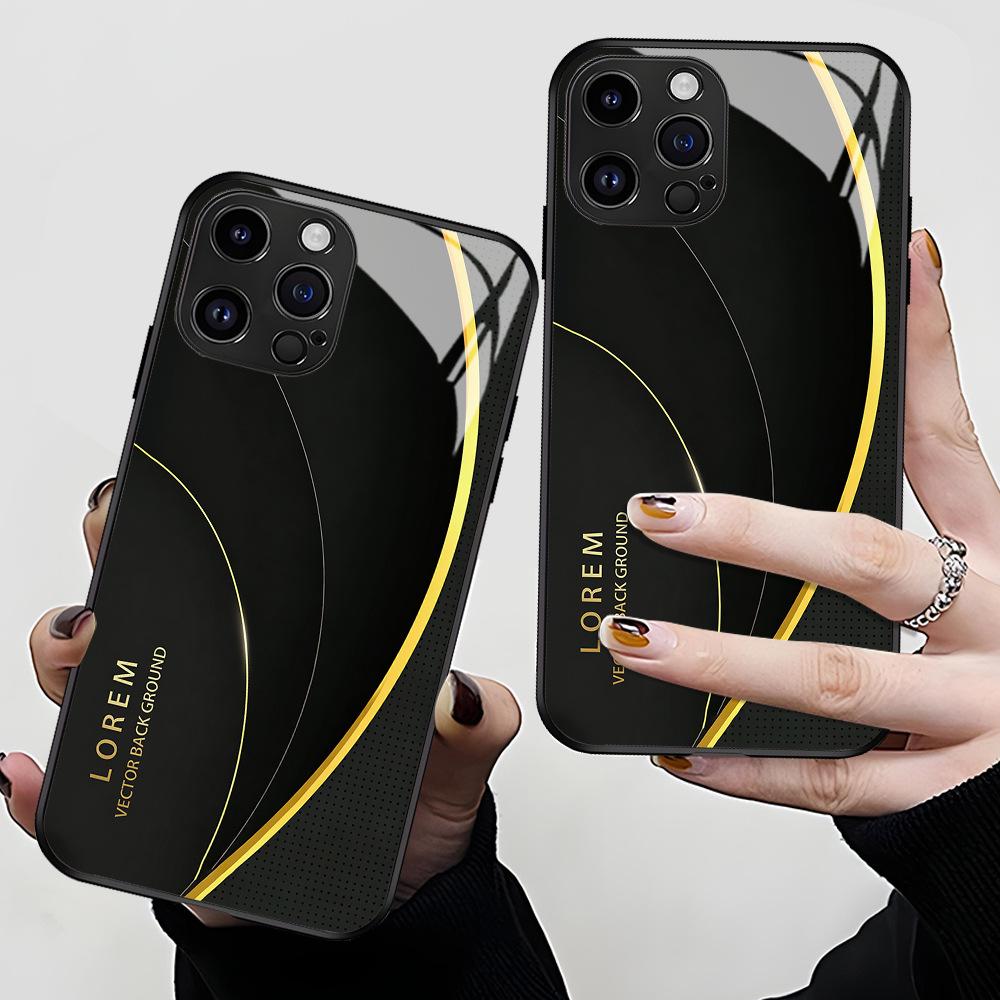 2026 new ins wind black gold line tempered glass Apple 15 mobile phone case iPhoneAIR business protective case