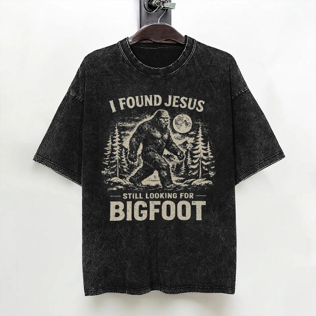 Bigfoot Believe Sasquatch Washed T Shirt Streetwear Hip Hop Cool Tshirts Tees For Men Women 100 Cotton Harajuku Summer