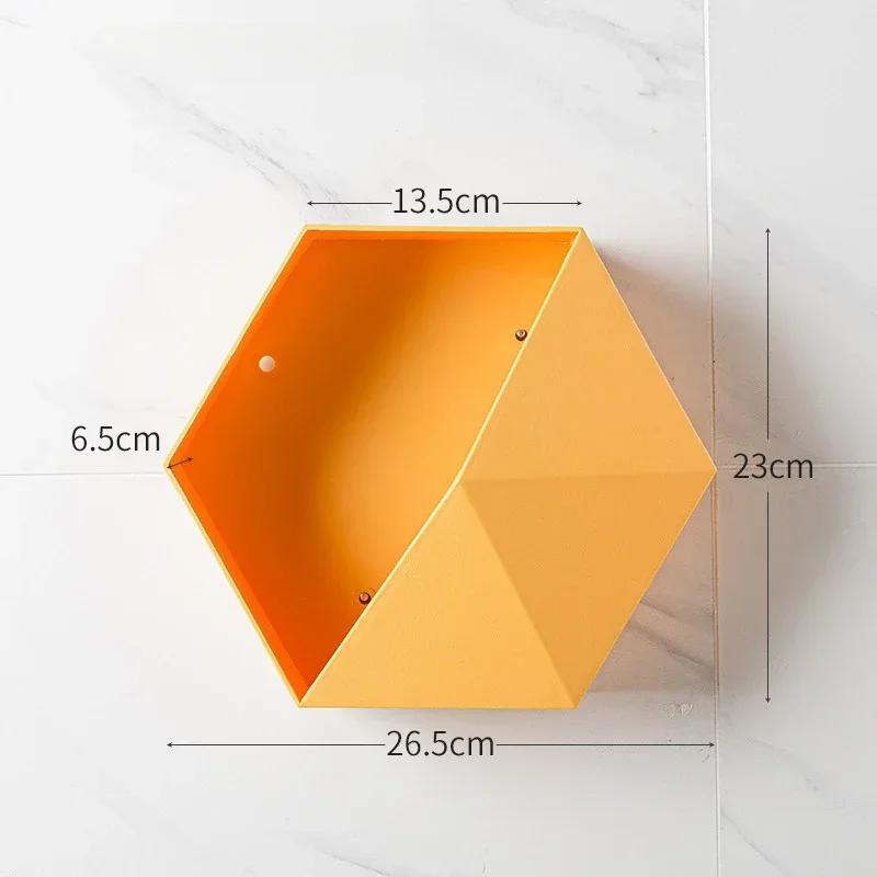 Nordic Style Wooden Decor Wall Mount Hexagonal Frame Books Toys Flower Pot Storage Shelf Holder Figurines Display Crafts Shelves