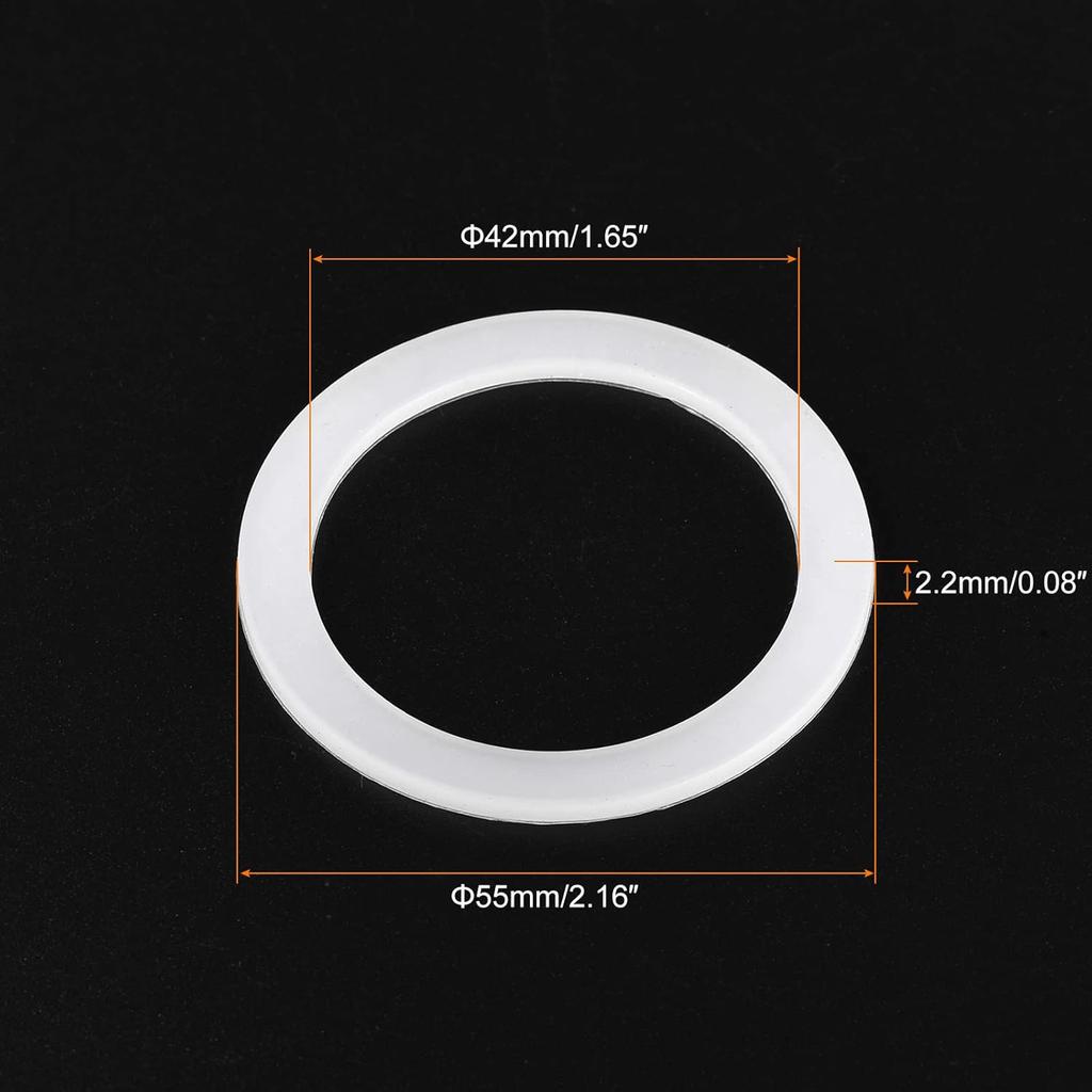 MECCANIXITY Gasket Seal Coffee Maker White Silicone Ring Replacement 42x55x2.2mm for 2-Cup Aluminium Coffee Pot, Pack of 3