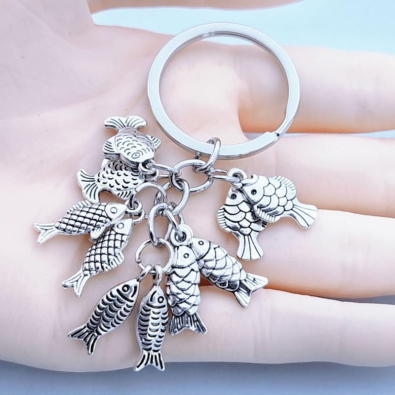 Fish Keychain Zinc Alloy Keyring Fishing Enthusiast Gift For Dad Boyfriend Backpack Car Pendant
