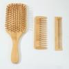 3pcs Practical Bamboo Paddle Brush and Comb for Effortless Styling and Scalp Health Suitable for Various Hair Type