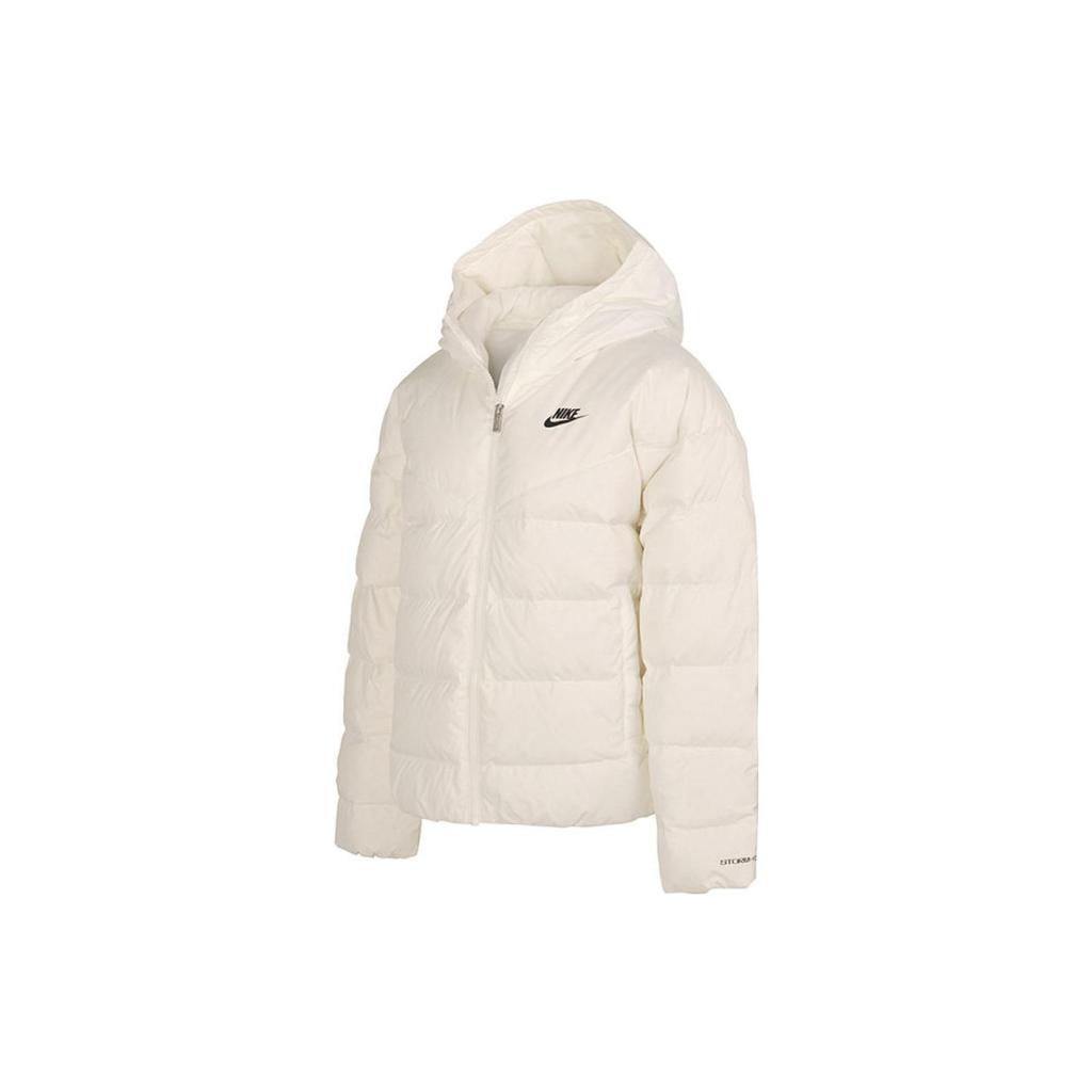 Nike Solid Color Logo Print Hooded Long Sleeve Down Jacket Women Outerwear White DQ5904-133