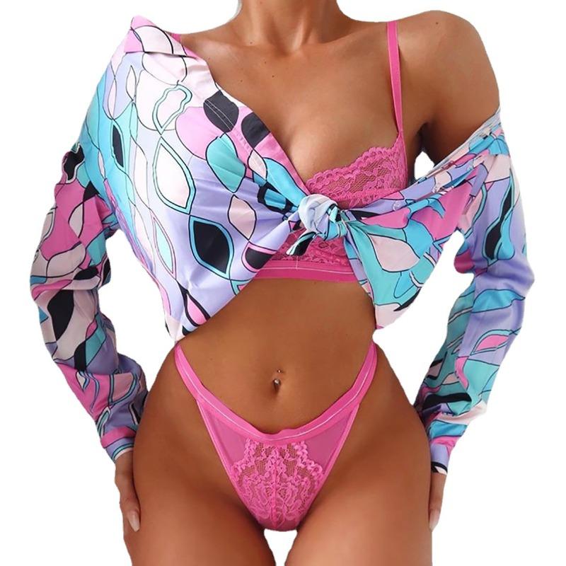 Sujetador de encaje de perspectiva sexy encaje aro de acero soporte de pecho ropa interior conjunto sexy