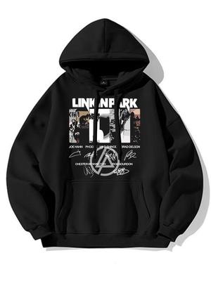 Harajuku Linkin Park Gotické Mikiny Trendy Pánská Dámská Mikina s Kapucí Podzim Zima Dlouhý Rukáv Fleecová Ležérní Volná Mikina